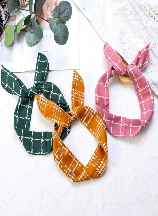 ONEYE, Wire Headbands for Women Twist Bow Hairbands Fashion Check Bunny Ears Headwraps Hair Accessories for Workout Yoga Running Soccer Sports Pack of 8, 8 Count (Pack of 1) - Image 5